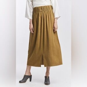 Miranda Bennett Studio Silk Noil Petite Paperbag waist skirt Tan